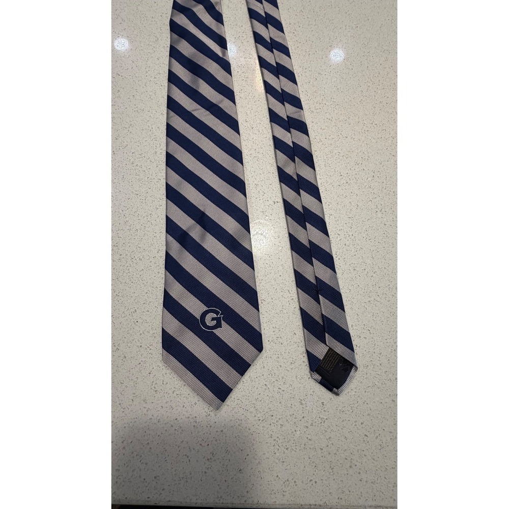 Brooks Brothers Georgetown University Hoya Silk Tie Navy Silver Stripe NWT
